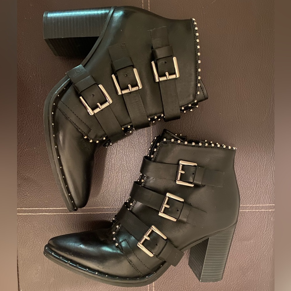 Steve Madden Buckle and Stud Booties, 7.5M